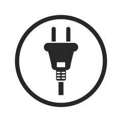 Electric plug icon, black isolated on white background, vector illustration.