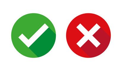 Obraz premium Check box list icons set, green and red isolated on white background, vector illustration.