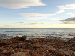 The coast of Benicasim at sunset in Castellon
