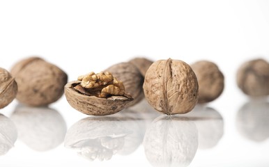 walnuts isolated on white studio background