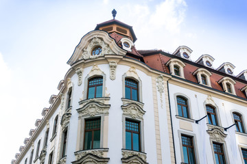antique building view of Market Place Leipzig, Germany