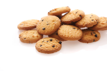 Chocolate chip cookie isolated in white background