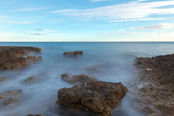 The coast of Benicasim at sunset in Castellon