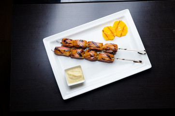 Roasted Duck Meat with orange Slice and Sauce