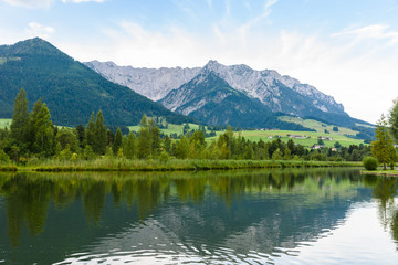 Fototapeta na wymiar Lake Walchsee at summer day, Austria Tyrol