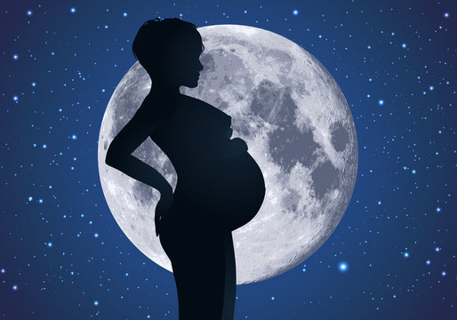 enceinte - femme enceinte - bébé - femme - lune -clair de lune - maternité - grossesse