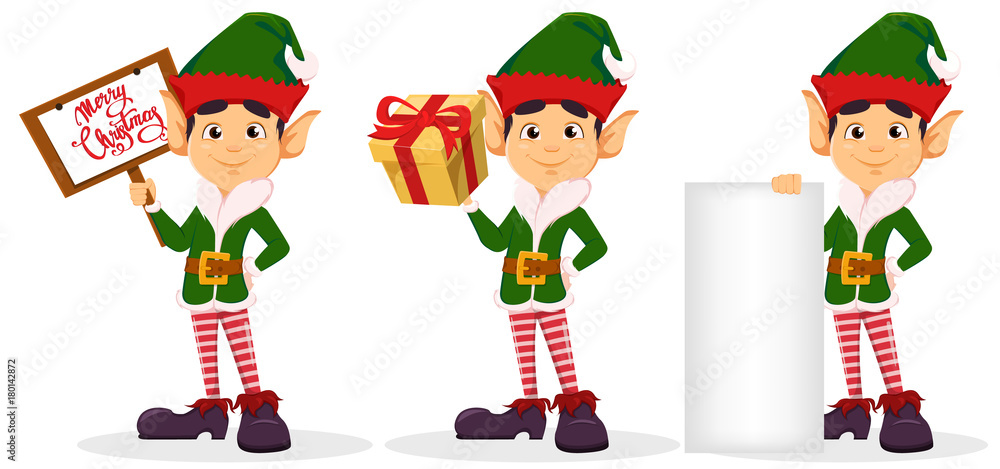 Sticker Elf, set of three poses.