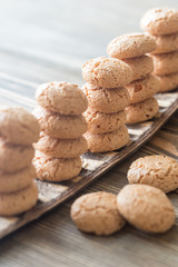 Bunch of amaretti cookies close up