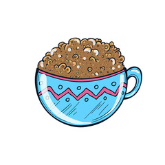 Hand Drawn Illustration of Coffee Cup. Milkshake. 