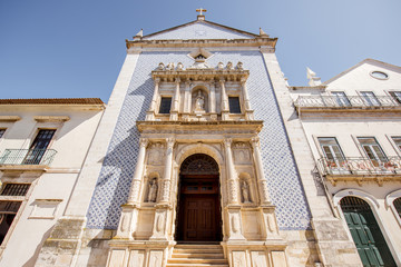 Fototapeta premium View on the Republic square with beautiful old church in Aveiro city in the central Portugal