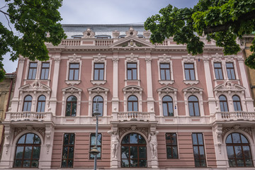 Fototapeta na wymiar Facade of Grand Hotel building in Lviv city, Ukraine