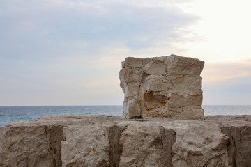 Mediterranean ea wall at Menton, France.