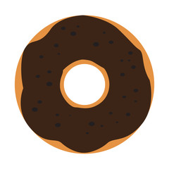 Chocolate donut isolated on white background, Vector illustration