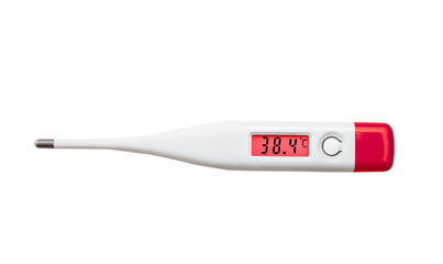 Digital electronic Thermometer with red LED screen notify about high danger temperature