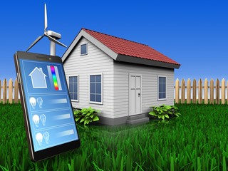 3d phone application over lawn and fence