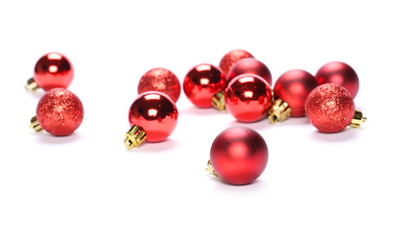 Red ball, Christmas ornament, decoration, isolated on white background