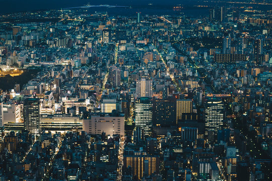 Japan capital Tokyo City Skyline as seen from above at night