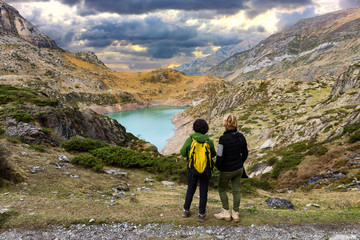 Fototapeta premium lake the Gloriettes on the Gave d'Estaube river in the Haute Pyrenees