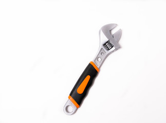 Adjustable spanner on a white background