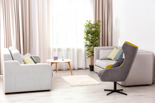Modern design of living room interior