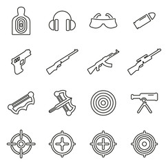 Shooting Range Icons Thin Line Vector Illustration Set