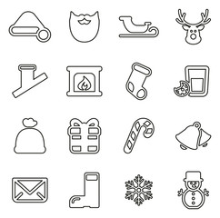 Santa Claus Icons Thin Line Vector Illustration Set