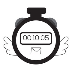 Chronometer with wings isolated on white background, Vector illustration