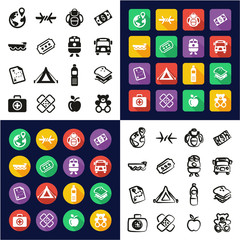 Refugees All in One Icons Black & White Color Flat Design Freehand Set