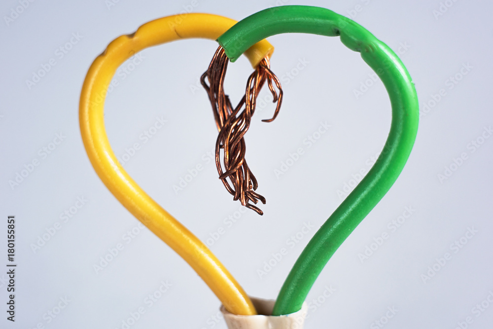 Wall mural heart of two wires yellow and green