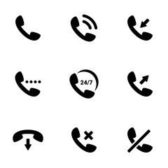 Set of simple icons on a theme phone call, vector, design, collection, flat, sign, symbol,element, object, illustration, isolated. White background