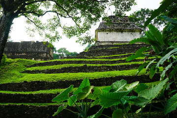 Mayan ruins in Palenque, Chiapas, Mexico. Palace and observatory.