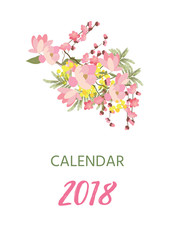 Printable 2018 Calendar with pretty colorful flowers