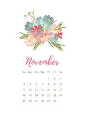 Printable 2018 Calendar with pretty colorful flowers