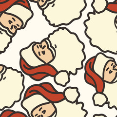 Santa Claus seamless pattern isolated on white background. Santa Claus's head repeat pattern. Merry Christmas and Happy New Year traditional style. Simple minimal flat design.