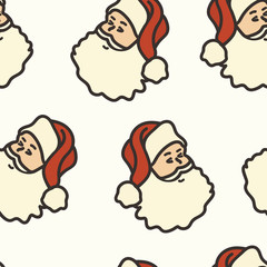 Santa Claus seamless pattern isolated on white background. Santa Claus's head repeat pattern. Merry Christmas and Happy New Year traditional style. Simple minimal flat design.