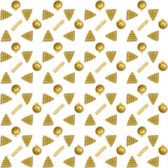 Stock Illustration, 3D, Christmas tree seamless pattern, gold color on White background for product promotion, Christmas sale, greeting cards, web design and marketing material, decoration.