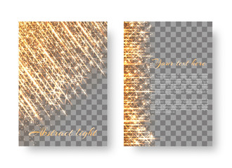 Template brochure with gold sparkles for Christmas decorating congratulations