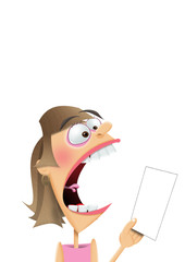 woman screaming at a bill