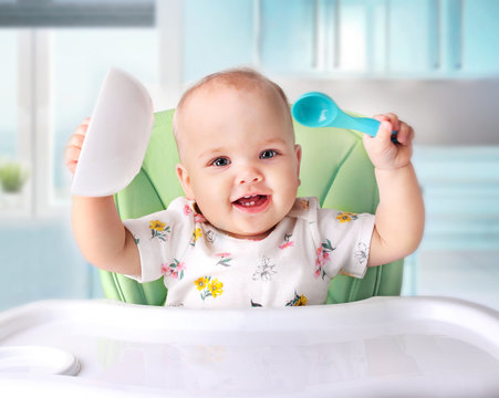 Baby eating,child's nutrition.