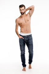 Fototapeta premium Shirtless and casual man.
