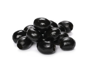 Black olives isolated on white background