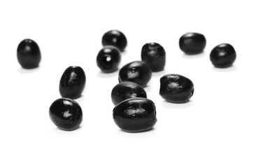 Black olives isolated on white background