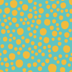 Blue Fun Hand Drawn Dots Asymmetrical Seamless Pattern, Dotted Swiss