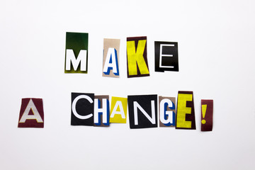 A word writing text showing concept of Make A Choice question made of different magazine newspaper letter for Business case on the white background with copy space