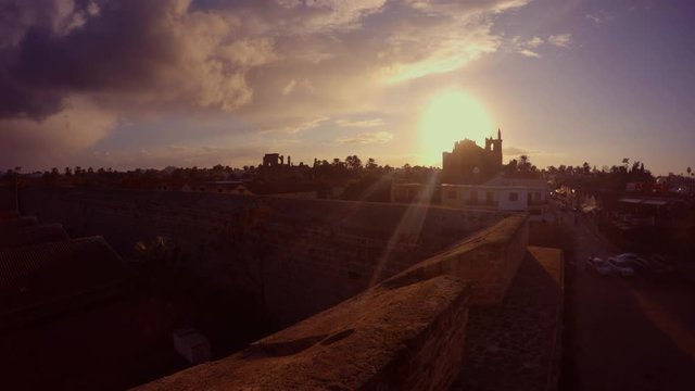 evening sun from the wall of the old fortress, view of the Lala Mustafa Pasha Mosque St Nicholas Cathedral