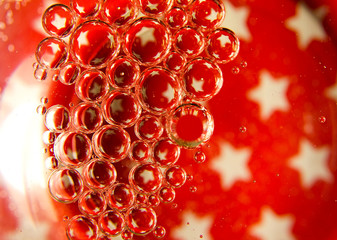 Christmas punch, red background, wine and punch.