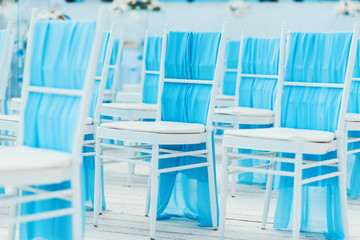 Decoration of apartment blue and white colors, and turn blue by easy fabric