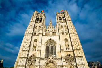 Fototapeta na wymiar Cathedral of St. Michael and St. Gudula in Brussels, Belgium