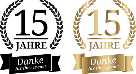 Signet 15 Jahre Gold und Schwarzweiß