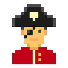 pixel art pirates art cartoon retro game style set
